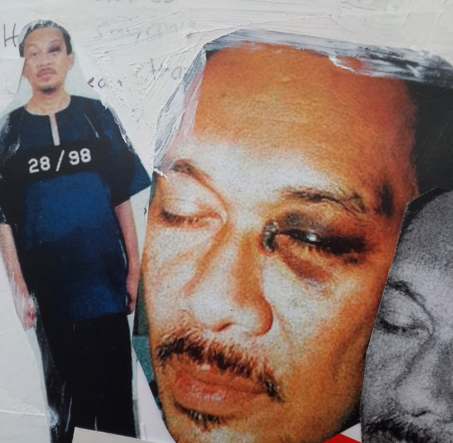 An excerpt from "My Dear Papa" featuring images of Anwar Ibrahim's black eye. An excerpt from "My Dear Papa" featuring images of Anwar Ibrahim's black eye.
